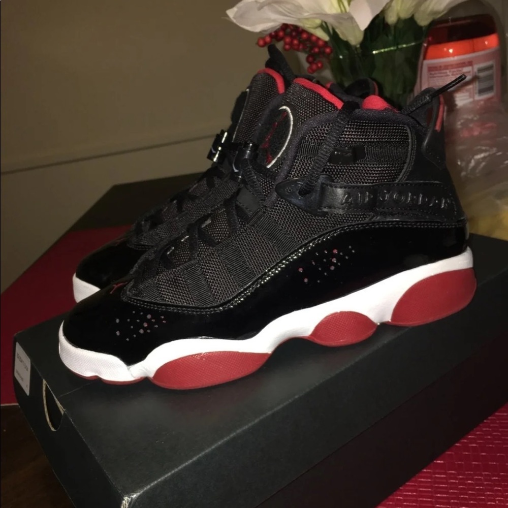 Air Jordan 6 Rings Black/Red  sz 5y Like New